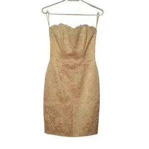 80s  Tapestry Boning Rose Lace Satin Wedding Prom Party Lined Dress Size 4